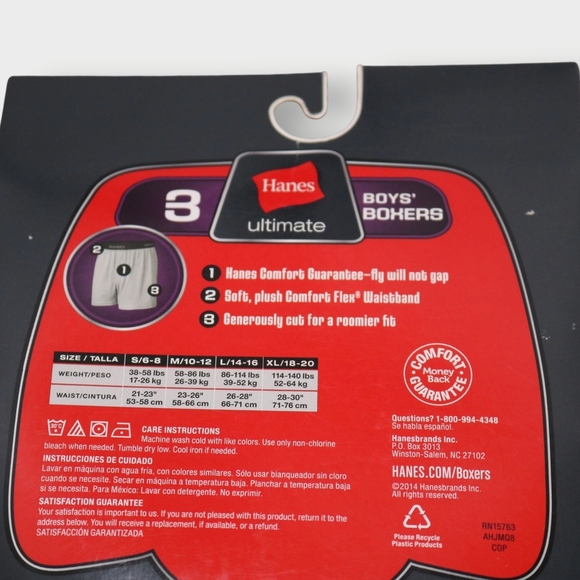 2014 Hanes Ultimate Boys 3Pk Tagless Boxer Briefs XL Retro NWT No Gap Fly - Picture 5 of 6